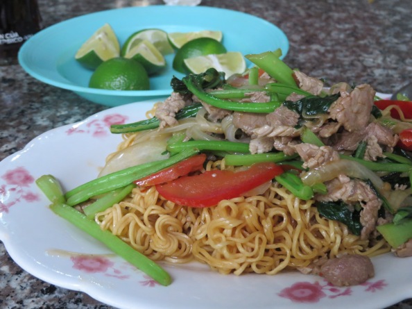 stir fried noodles with beef...not with father